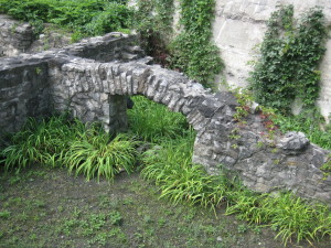 The foundations of an old house, possibly a cellar in Quebec City.