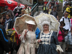 Ladies dressed in beautiful costumes